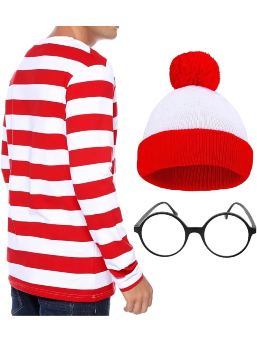 Men Women Where’s Waldo Costume Halloween NEW